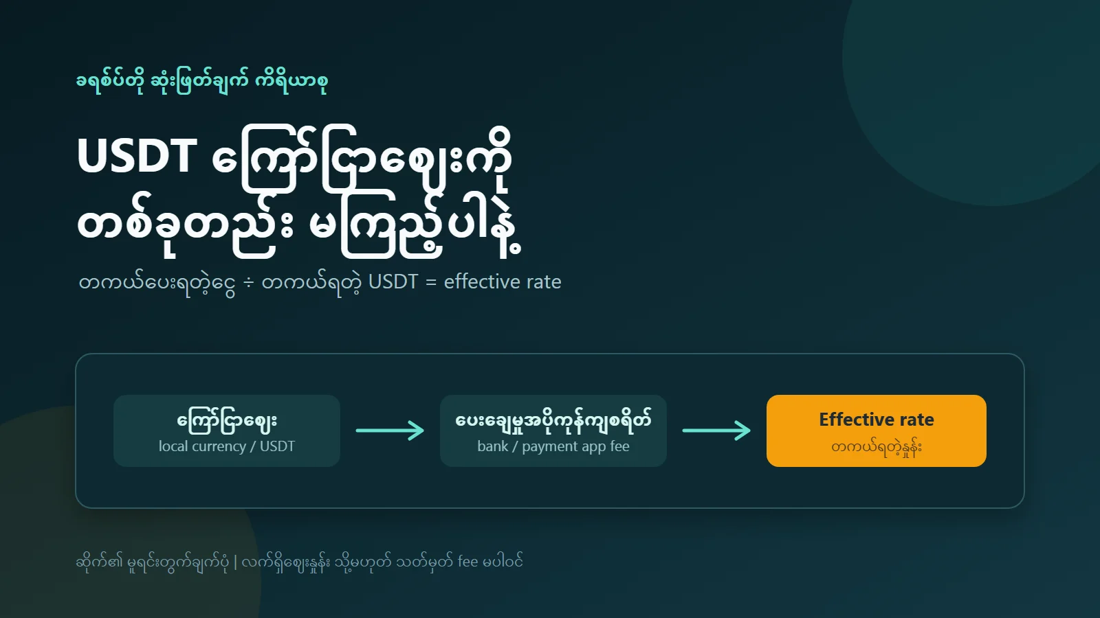 P2P USDT တကယ်ဘယ်လောက်ကုန်မလဲ? Effective rate တွက်နည်း