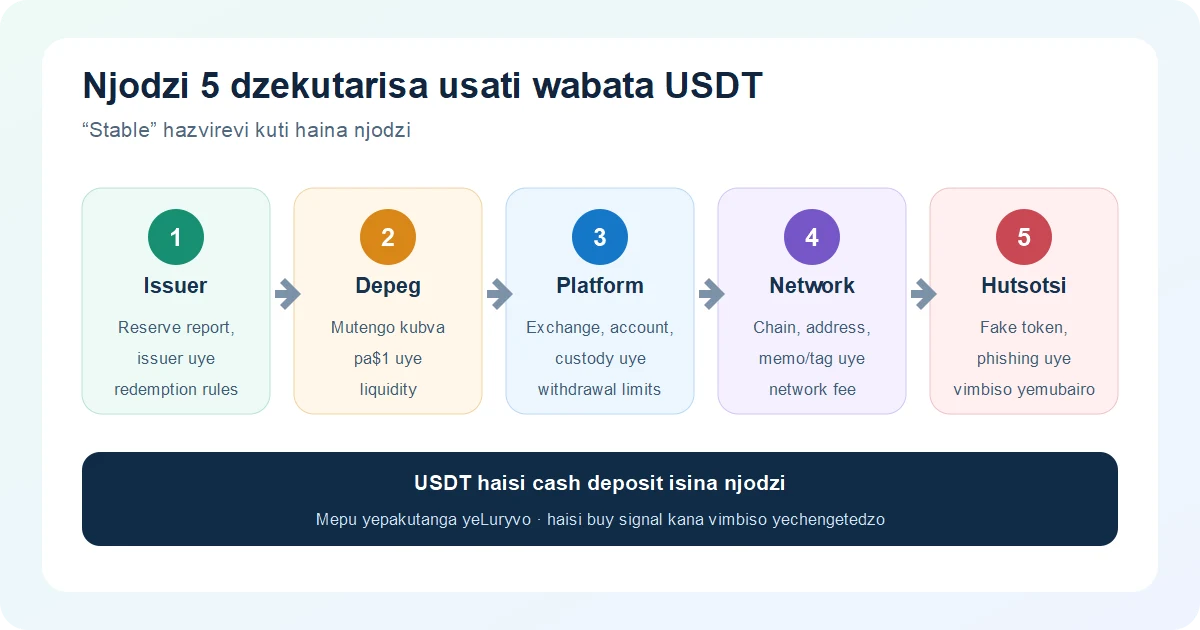 USDT yakachengeteka here muZimbabwe? Tarisa depeg, reserve, exchange nenetwork risks